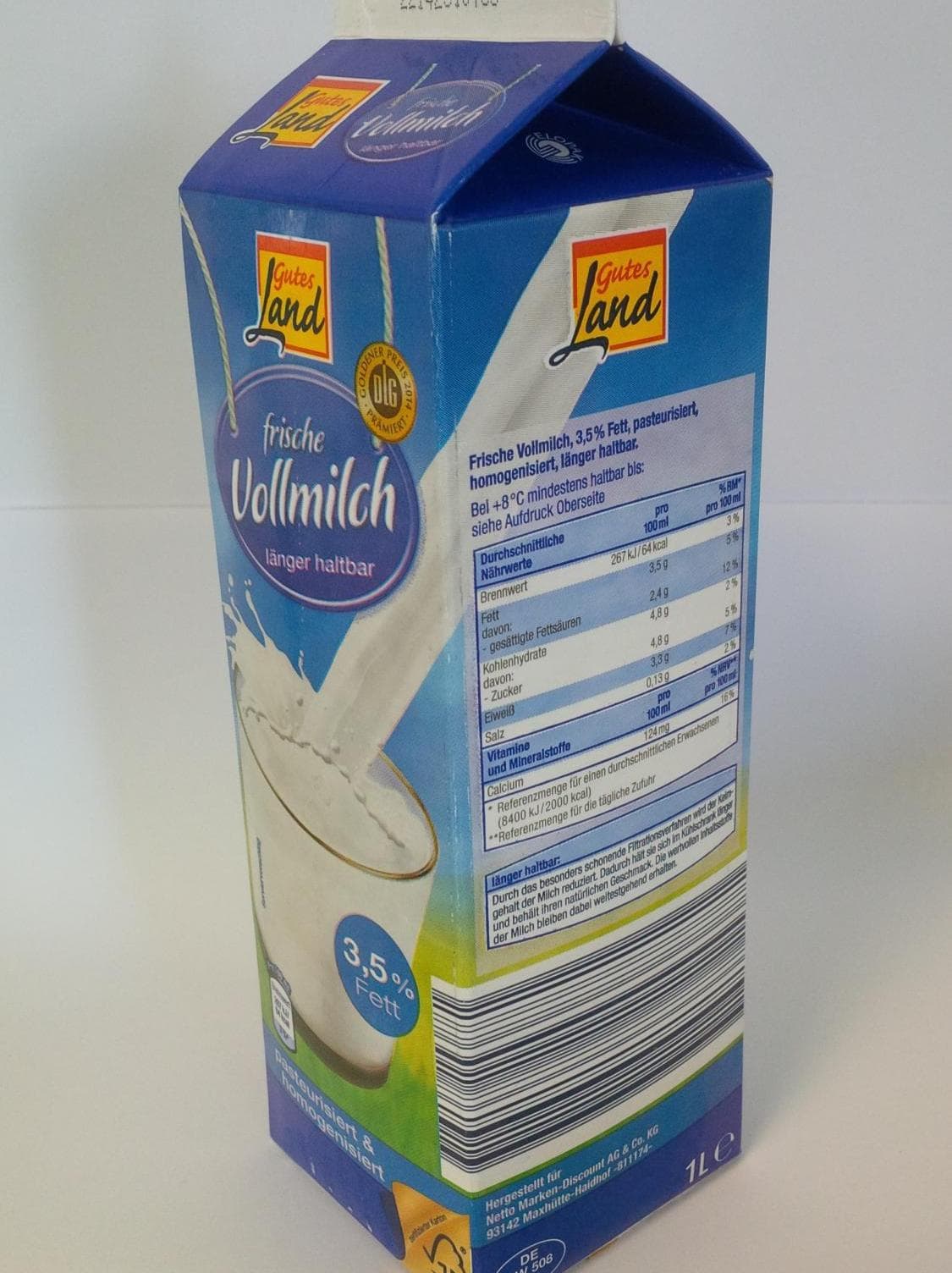 Warnung vor GUTES LAND Frische Vollmilch, 3,5 Prozent Fett