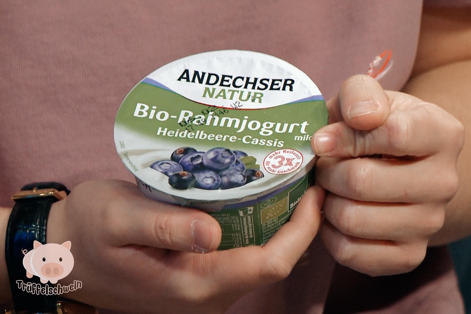 bio123 Trüffelschwein - Bio-Rahmjoghurt Heidelbeere-Cassis von Andechser
