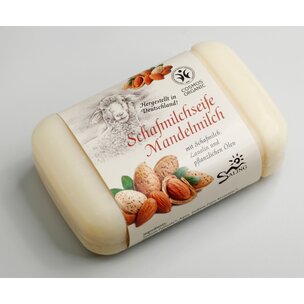 Schafmilchseife Mandelmilch, 100g Stück Banderole, cosmos organic zertifiziert