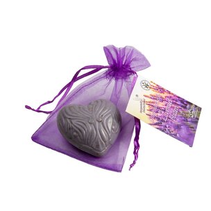 Schafmilchseife Herz Lavendel im Organzabeutel 65gr, BDIH zertifiziert