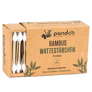 pandoo Bambus Wattestäbchen für Babys, 55 Stück