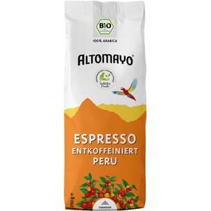 ALTOMAYO Bio Espresso ENTKOFFEINIERT PERU - gemahlen (250g)