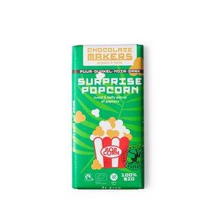 Bio Fairtrade Surprise Popcorn dunkle Schokolade mit süssem und salzigem Popcorn