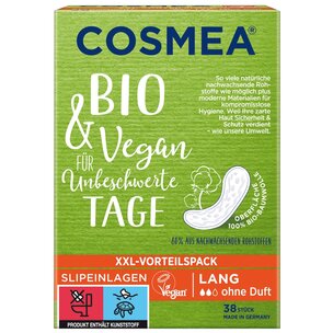 COSMEA® BIO Slipeinlagen, VEGAN, Lang ohne Duft, 38 Stück