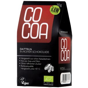 Cocoa Datteln in bean-to-bar Schokolade, raw & vegan