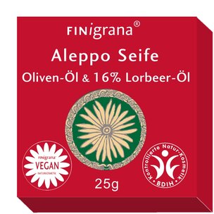 FINigrana Aleppo Oliven Seife mit 16% Lorbeeröl, 25g in Kartönchen