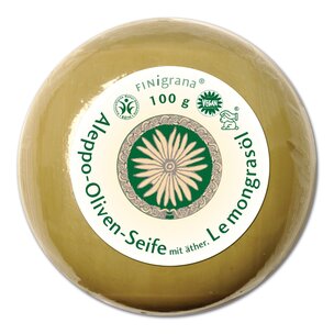 FINigrana Aleppo Olivenseife mit rein ätherischem Lemongrasöl 100g rund