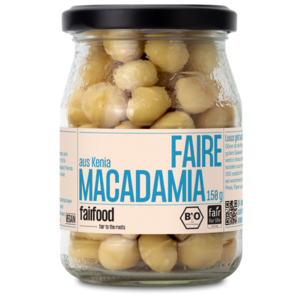 Faire Macadamia Natur (150g, Pfandglas klein, Bio & Fair Trade)