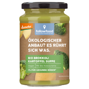 Bio Brokkoli Kartoffel Suppe mit Bio Kokoscreme