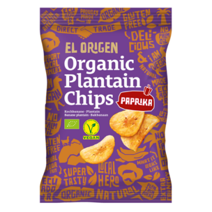 el origen Bio Kochbananen Chips mit Paprika, 80 g