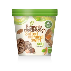 Brownie-Keksteig gesalzenes Karamell-Soja-Eis