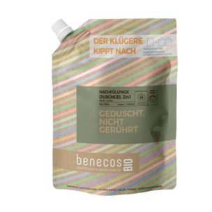 benecosBIO Nachfüllbeutel 1000 ml Duschgel 2in1 BIO-Olive Haut & Haar