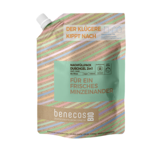 benecosBIO Nachfüllbeutel 1000 ml Duschgel 2in1 BIO-Minze Haut & Haar
