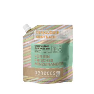 benecosBIO Nachfüllbeutel 500ml Duschgel 2in1 BIO-Minze Haut & Haar