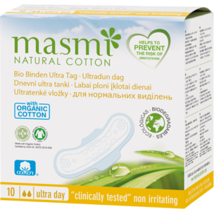 Bio Binden Ultra Tag aus 100% GOTS Bio Baumwolle MASMI - Einzeln verpackt