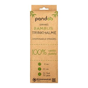pandoo Einweg Bambus-Strohhalme, 50 Stück