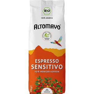 ALTOMAYO Bio Espresso Sensitivo 50% weniger Koffein PERU - gemahlen (250g)