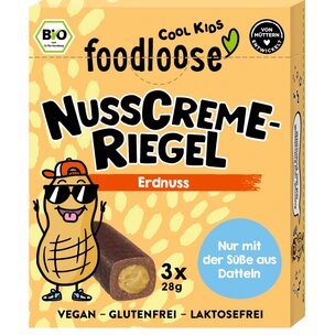 Bio-Nusscreme-Riegel Erdnuss von foodloose COOL KIDS (3er Pack)