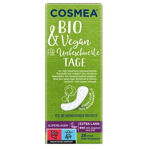 COSMEA® BIO Slipeinlagen, VEGAN, Extra Lang ohne Duft, 26 Stück