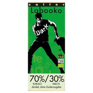 Labooko - 70%/30% Kakao-Milch-Tafel dunkel ohne Zuckerzugabe