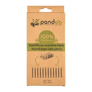 pandoo Buntstifte aus recyceltem Zeitungspapier, 12 Farben, HB-Stärke