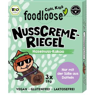 Bio-Nusscreme-Riegel Haselnuss-Kakao von foodloose COOL KIDS (3er Pack)
