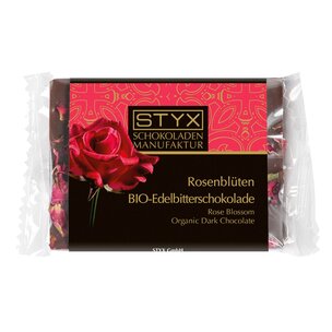 BIO Edelbitterschokolade mit Rosenblüten 50g