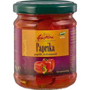 Paprika gegrillt, in Kräuteröl