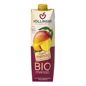 Bio Mangonektar direkt gepresst. Fruchtsaftgehalt mind. 35%.