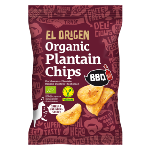 el origen Bio Kochbananen Chips BBQ, 80 g