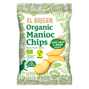 el origen Bio Maniok Chips mit veganem Sour Cream & Onion Geschmack, 60g