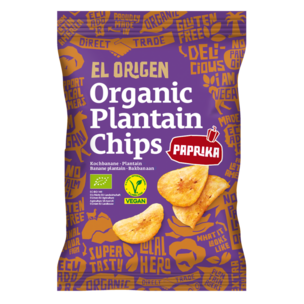 el origen 12er Tray Bio Kochbananen Chips mit Paprika
