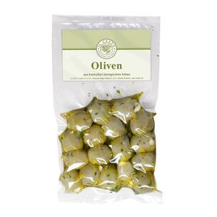 Griech. Oliven m. Knoblauch gef. mariniert