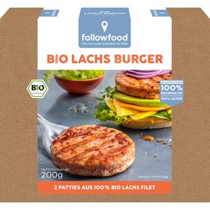 Bio Lachs Burger, 2 Patties aus 100% Bio Lachs Filet
