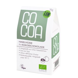 Cocoa Haselnüsse in Kokosschokolade - raw & vegan