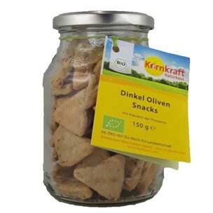 Dinkel Oliven-Snacks Kräuter, vegan 150 g Pfandglas
