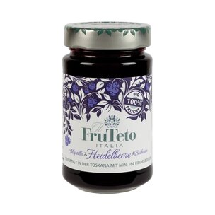 FruTeto Italia 100% Heidelbeere Bio-Fruchtaufstriche 250g. Fruchtanteil 100%.