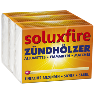 soluxfire Zündhölzer 3 er Würfel - 3 x 100 - 55 mm Zündhölzer - FSC zertifiziert