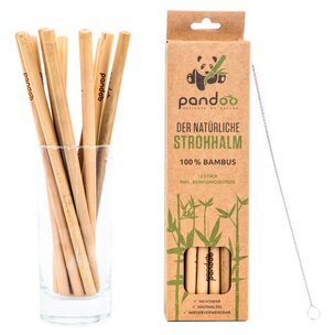 pandoo Bambus Strohhalme, 12 Stück, wiederverwendbar