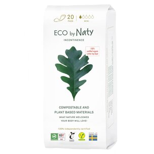 Eco by Naty Inkontinenz, Mini. 20 Stück. Kompostierbar, Vegan