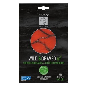 YOUKON WILD & GRAVED, Wildlachs Red Salmon graved, 75g, Geschnitten, MSC zert.