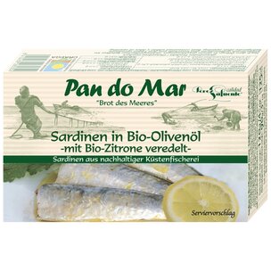 Sardinen in Bio-Olivenöl  - mit Bio-Zitrone