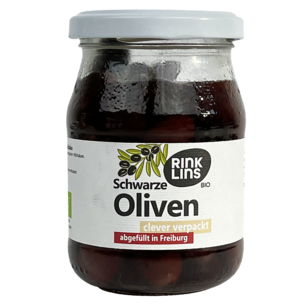 Schwarze Oliven im Pfandglas