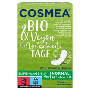 COSMEA® BIO Slipeinlagen, VEGAN, Normal ohne Duft, 33 Stück
