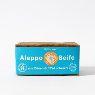 FINigrana Aleppo Seife, Olive & 32% Lorbeeröl, 165g traditionell handgeschnitten