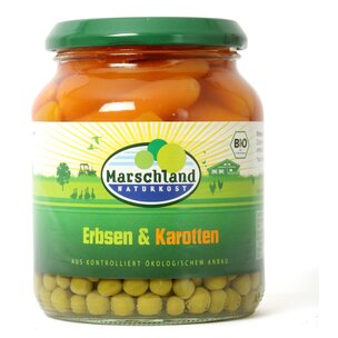 Bio-Erbsen & Karotten 370 ml Gl. MARSCHLAND