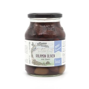 Kalamon Oliven im Pfandglas, in Lake, mit Stein (515 g)