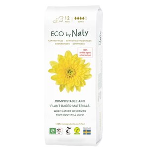 Eco by Naty Binden, Super, 12 Stück. Kompostierbare Materialien, Vegan, Organic