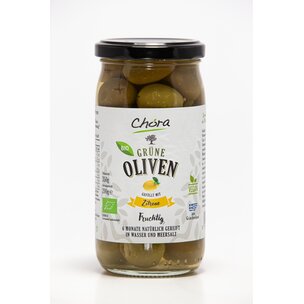 Grüne Oliven gefüllt mit Zitronen 