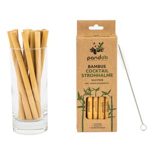 pandoo Bambus Cocktail-Strohhalme,12 Stück, wiederverwendbar